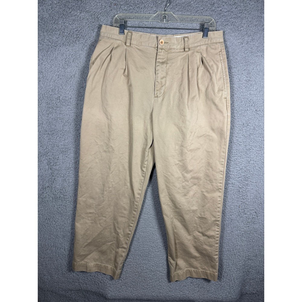 J.Crew Mens Pleated Chino Pants 33 Khaki Tan Cotton Trousers Casual Office